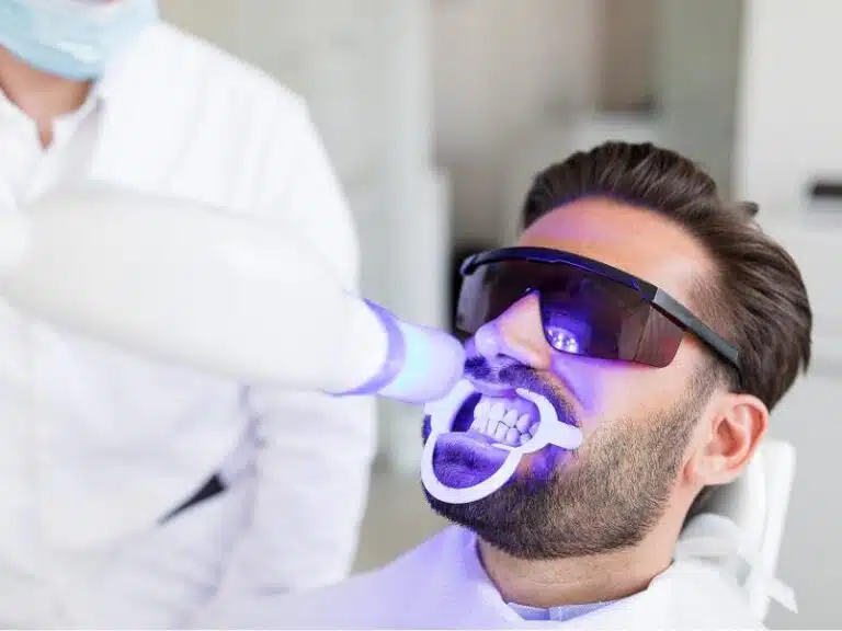 A patient getting teeth whitening with our cosmetic dentist in Alvarado, TX